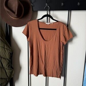 Helmut Lang orange tan classic cotton cashmere T-shirt tee shirt top